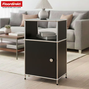 Metallregal | Concept Epure MK-040 | 3-stöckiges Aufbewahrungsregal mit Tür & & Ablageflächen | In mehreren Farben erhältlich