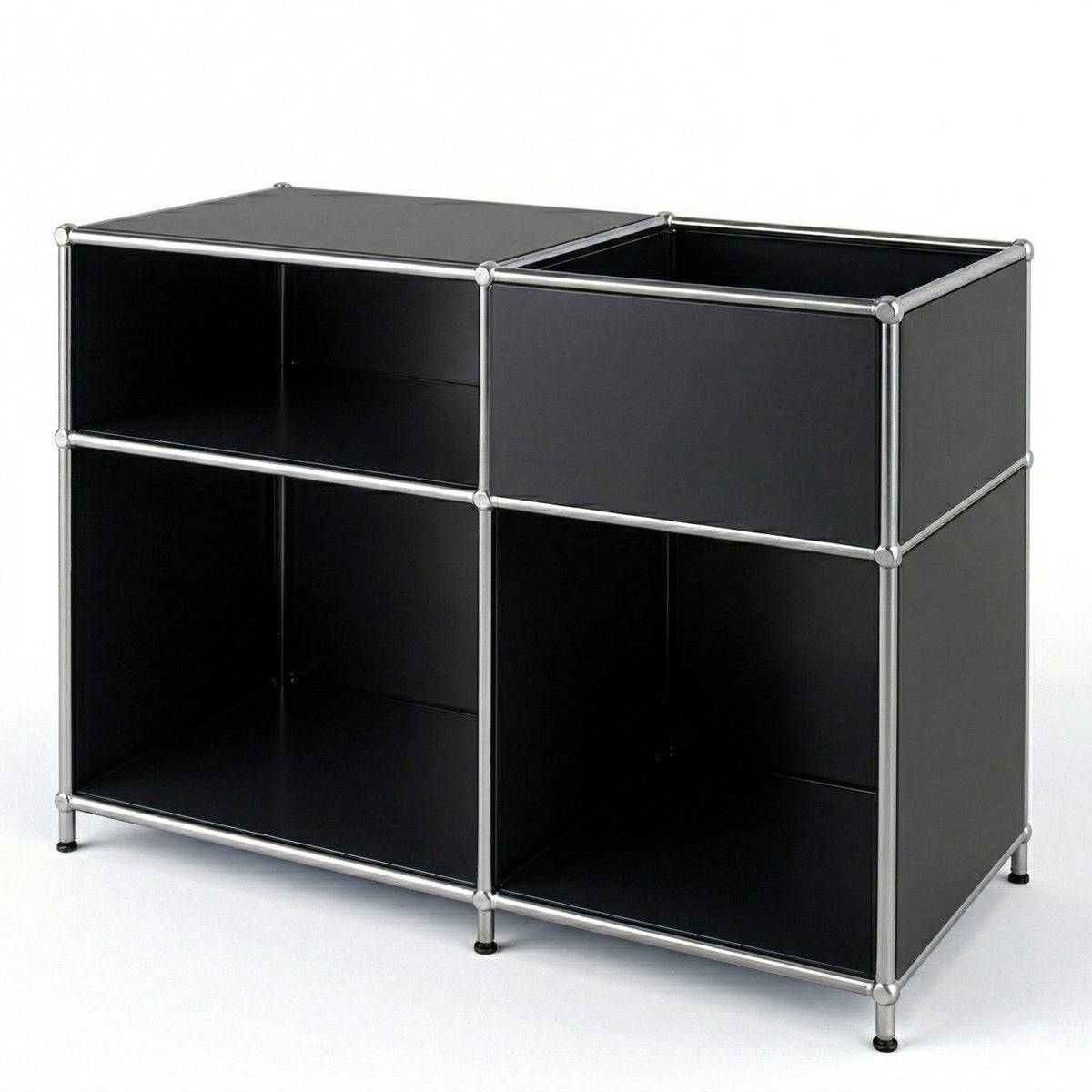 Metallregal | Concept Epure MK-030 | Standregal mit 3 Ablagen & Stauraumfach | Sideboard & Aufbewahrungsregal