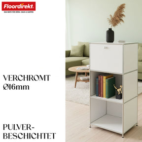 Metallregal | Concept Epure MK-107 | 4-stöckiges Aufbewahrungsregal mit verschließbarem Fach & Ablagen | In verschiedenen Farben