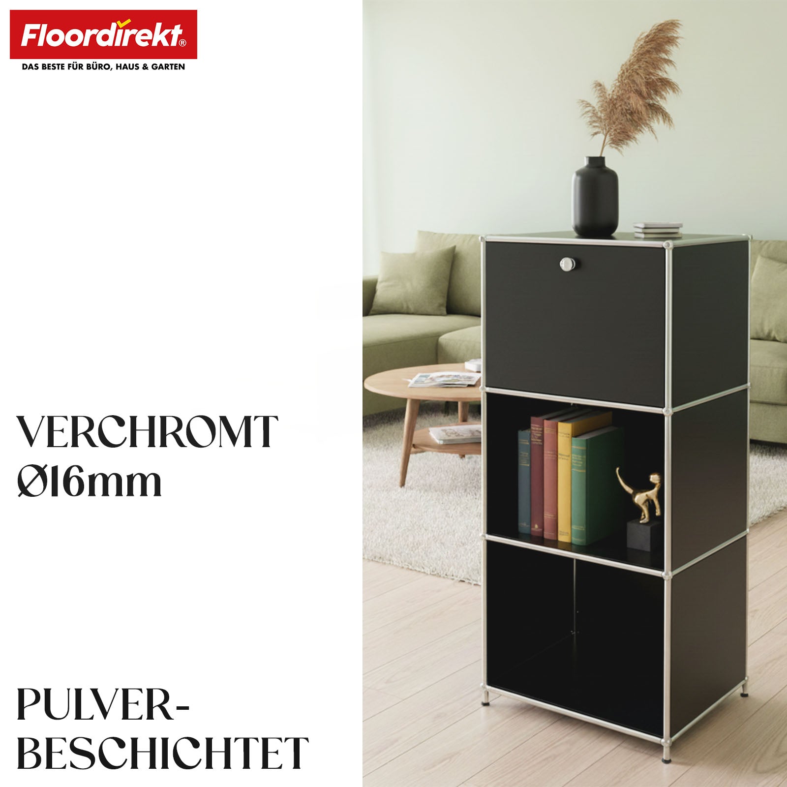 Metallregal | Concept Epure MK-107 | 4-stöckiges Aufbewahrungsregal mit verschließbarem Fach & Ablagen | In verschiedenen Farben