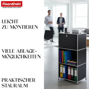 Metallregal | Concept Epure MK-107 | 4-stöckiges Aufbewahrungsregal mit verschließbarem Fach & Ablagen | In verschiedenen Farben