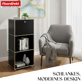 Metallregal | Concept Epure MK-107 | 4-stöckiges Aufbewahrungsregal mit verschließbarem Fach & Ablagen | In verschiedenen Farben