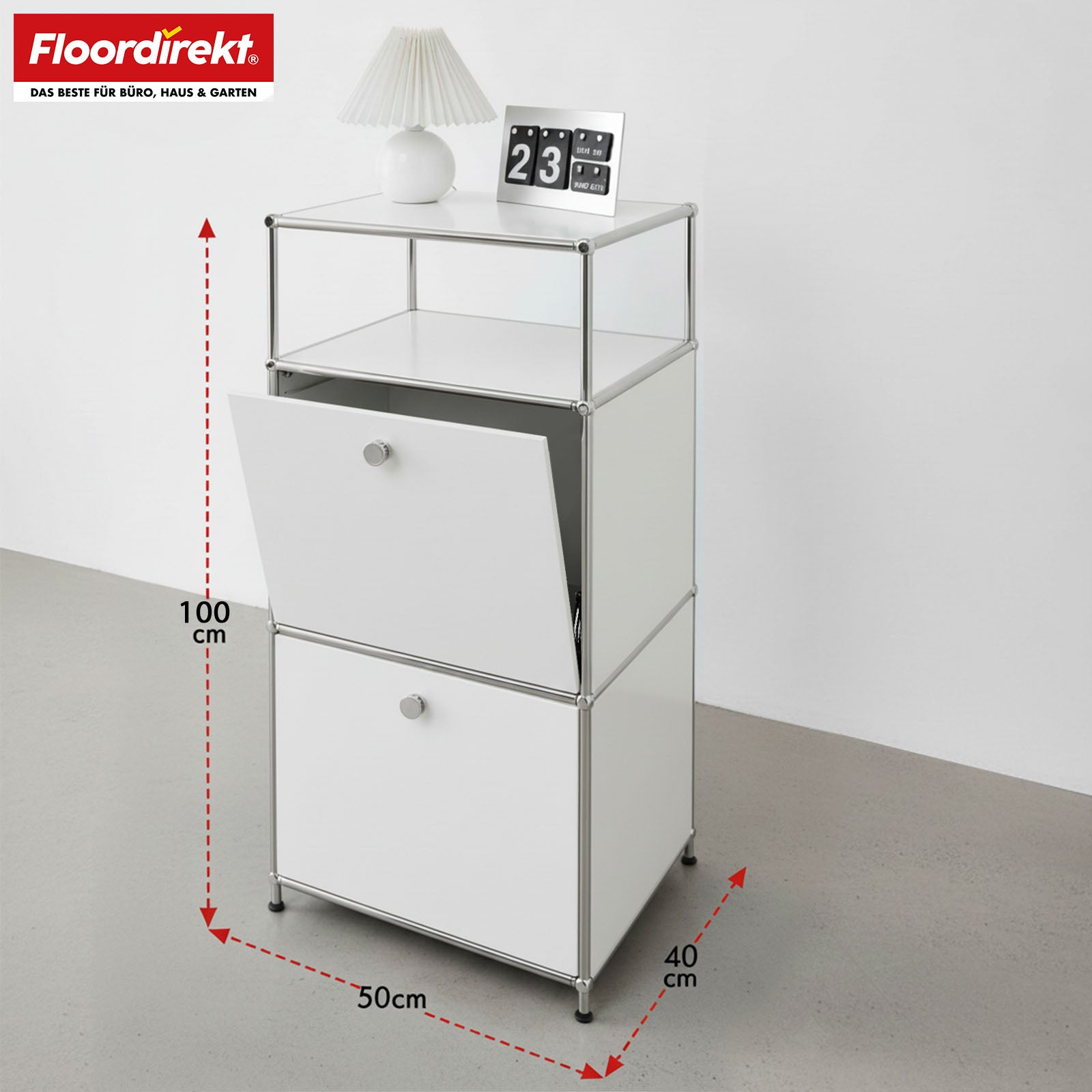 Metallregal | Concept Epure MK-120 | Aufbewahrungsregal mit verschließbaren Fächern, offenem Fach & Ablage | In mehreren Farben erhältlich