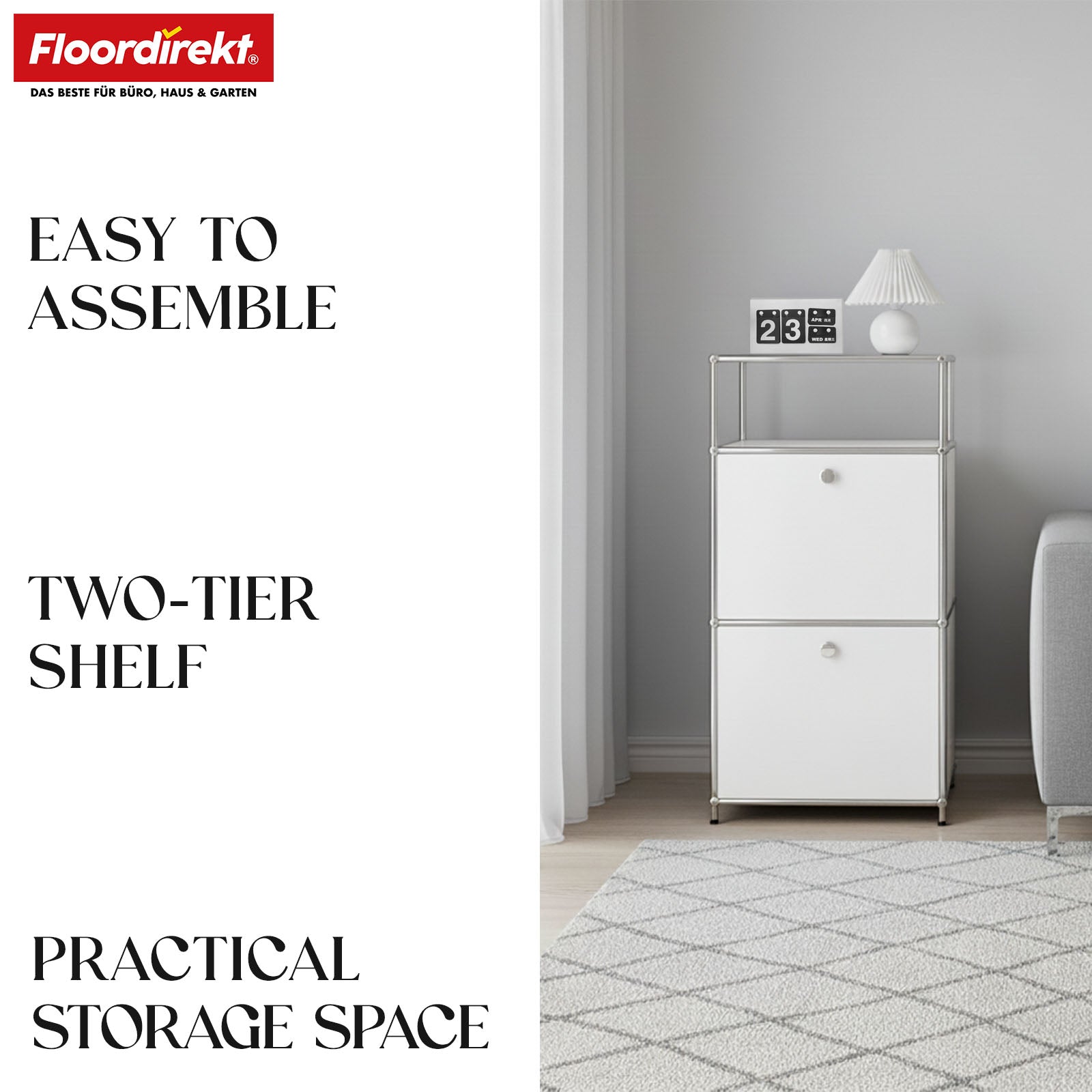 Metallregal | Concept Epure MK-120 | Aufbewahrungsregal mit verschließbaren Fächern, offenem Fach & Ablage | In mehreren Farben erhältlich