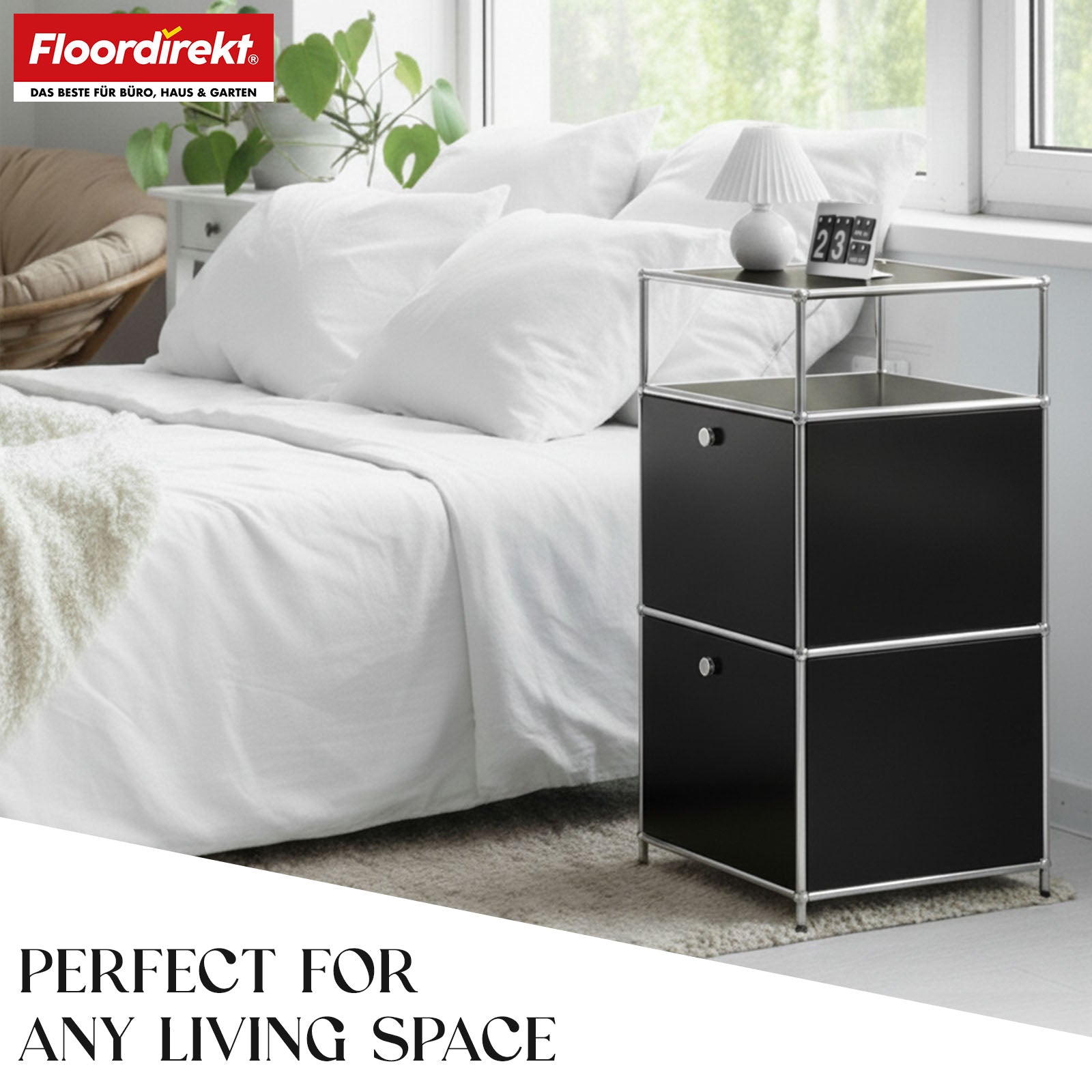 Metallregal | Concept Epure MK-120 | Aufbewahrungsregal mit verschließbaren Fächern, offenem Fach & Ablage | In mehreren Farben erhältlich