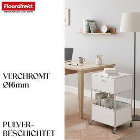 Metallregal | Concept Epure MK-145 | 3-stöckiger Rollcontainer mit Schublade & Ablagen | In mehreren Farben erhältlich