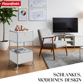 Metallregal | Concept Epure MK-145 | 3-stöckiger Rollcontainer mit Schublade & Ablagen | In mehreren Farben erhältlich