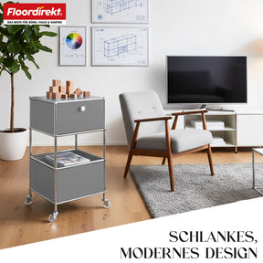 Metallregal | Concept Epure MK-145 | 3-stöckiger Rollcontainer mit Schublade & Ablagen | In mehreren Farben erhältlich