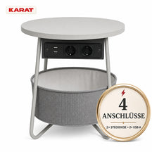 Beistelltisch | Dario | Runder Couchtisch mit 2 Steckdosen, 2 USB-A & Stauraumkorb | Ø 45 cm | 4 Farben