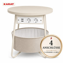 Beistelltisch | Dario | Runder Couchtisch mit 2 Steckdosen, 2 USB-A & Stauraumkorb | Ø 45 cm | 4 Farben