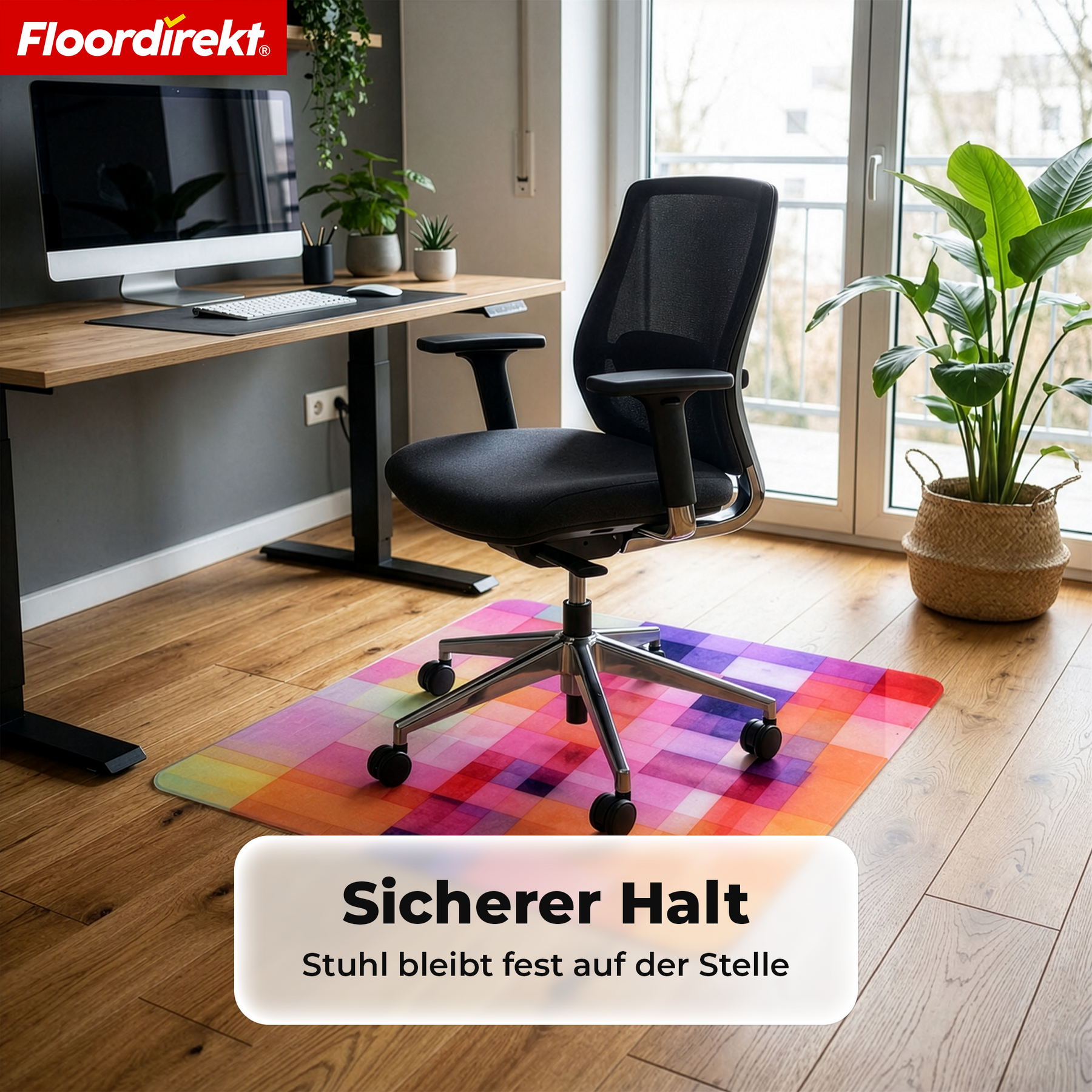 Design Bodenschutzmatte | Robuste Bürostuhlunterlage aus Spezial-PVC für Büro & Homeoffice | 80 x 118 cm