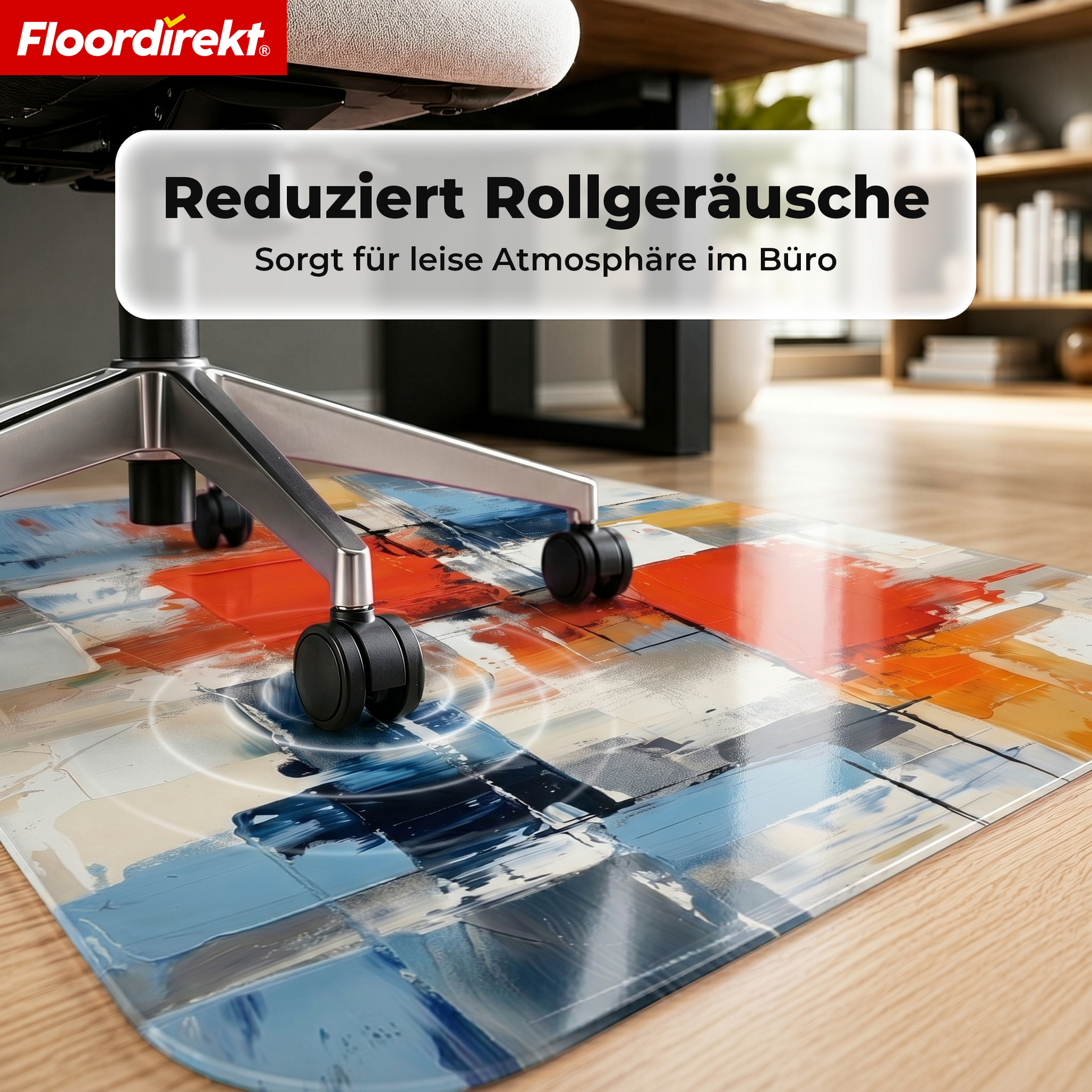 Design Bodenschutzmatte | Robuste Bürostuhlunterlage aus Spezial-PVC für Büro & Homeoffice | 80 x 118 cm