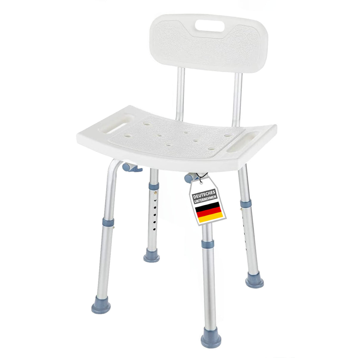 Duschhocker | Jonah | Höhenverstellbarer Badhocker mit Rückenlehne bis 150 kg