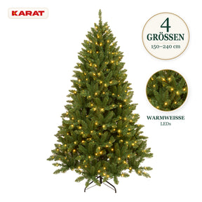 Künstlicher Weihnachtsbaum mit LED-Beleuchtung | Evergreen | Warmweiße LEDs & Metallständer | 150–240 cm