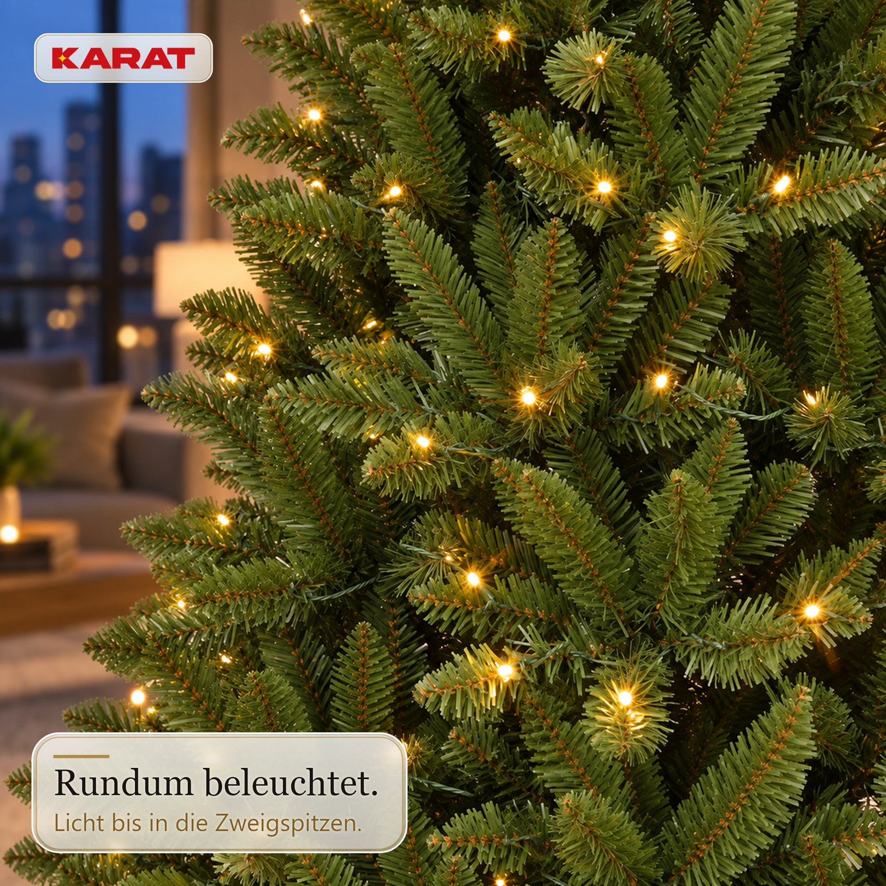 Künstlicher Weihnachtsbaum mit LED-Beleuchtung | Evergreen | Warmweiße LEDs & Metallständer | 150–240 cm