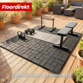 Fallschutzmatte | Paving Tile | 50x50 cm 25 mm | Gummiplatte in Pflasterstein-Optik | Terrasse, Garten & Außenbereich