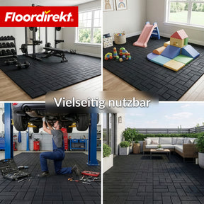 Fallschutzmatte | Paving Tile | 50x50 cm 25 mm | Gummiplatte in Pflasterstein-Optik | Terrasse, Garten & Außenbereich