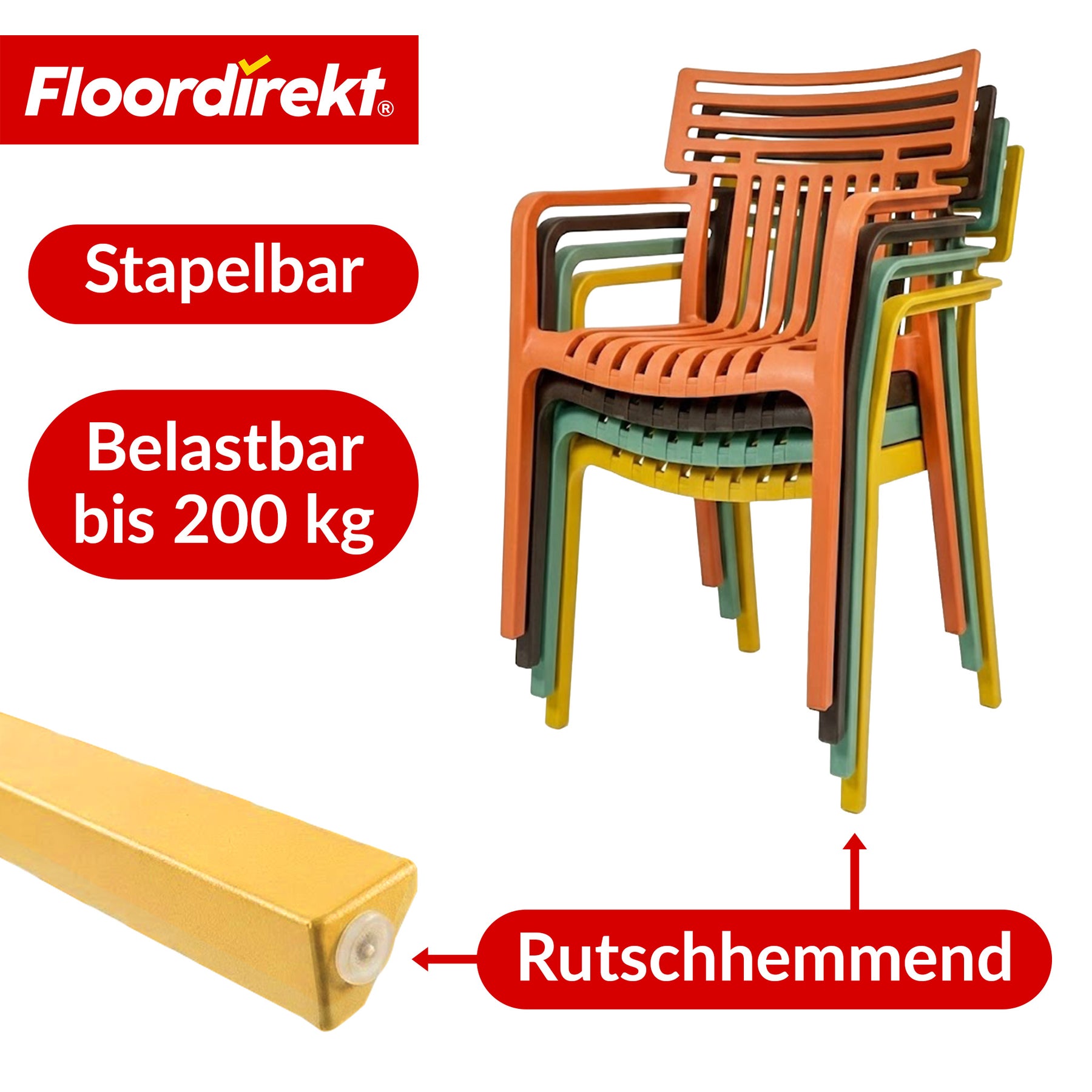 Gartenstuhl | Terrano | Stapelbarer Designstuhl wetterfest & UV-beständig für Garten, Balkon & Terrasse