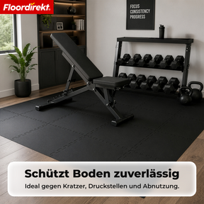 Gummi Steckmatte | Robuste Bodenschutzmatte für Fitnessgeräte & Arbeitsbereiche | 50 x 50 cm