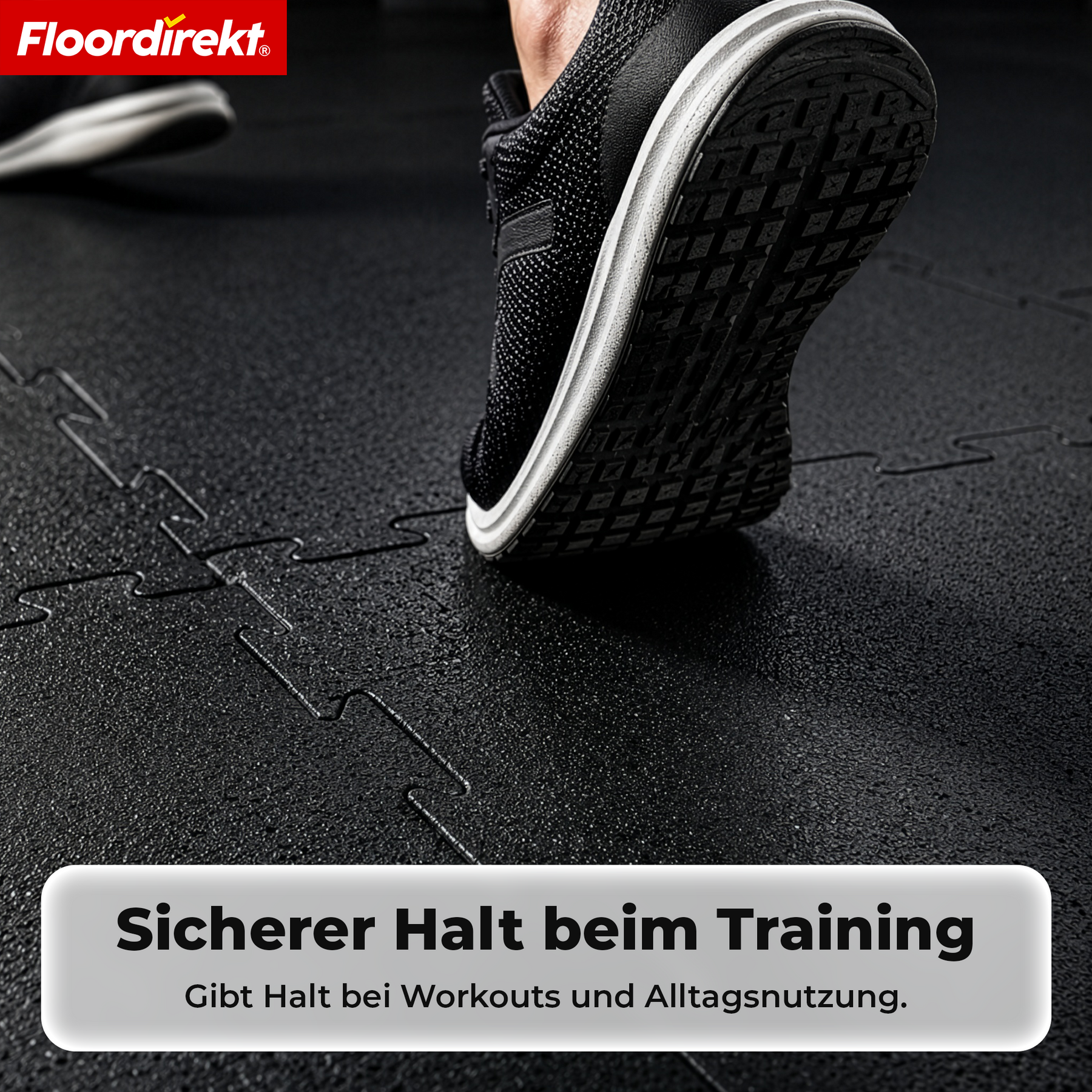 Gummi Steckmatte | Robuste Bodenschutzmatte für Fitnessgeräte & Arbeitsbereiche | 50 x 50 cm