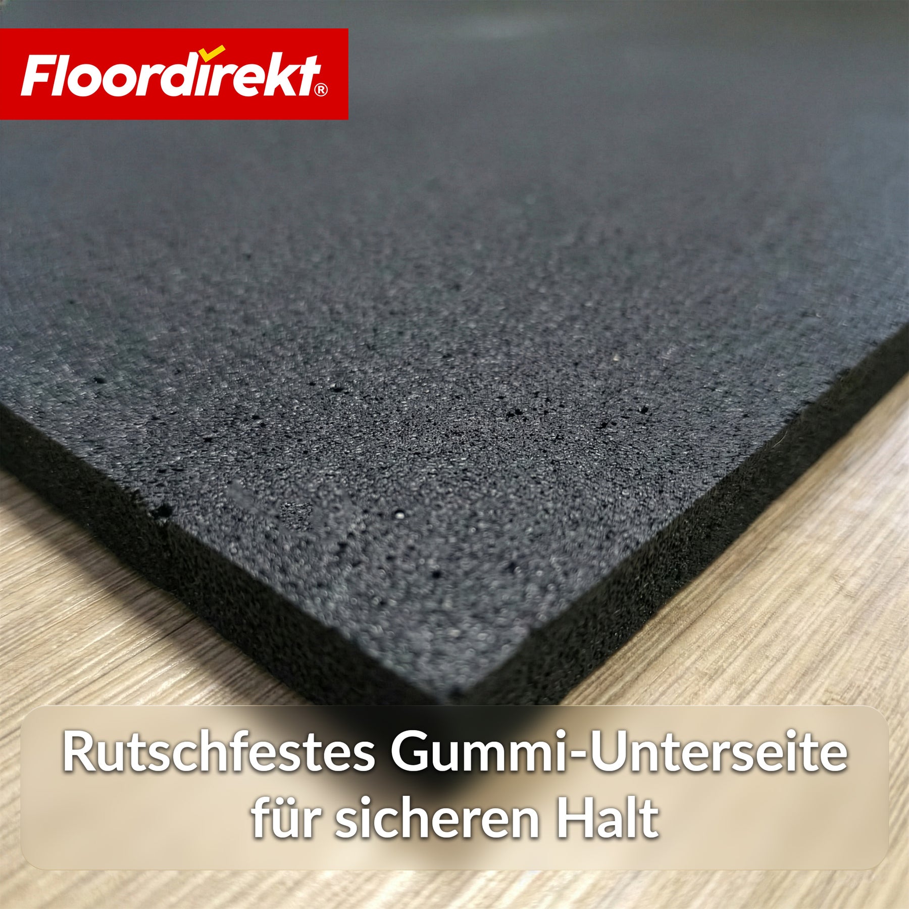 Bodenschutzmatte | 100 x 100 cm 10 mm | Gummimatte für Fitnessgeräte & schwere Geräte