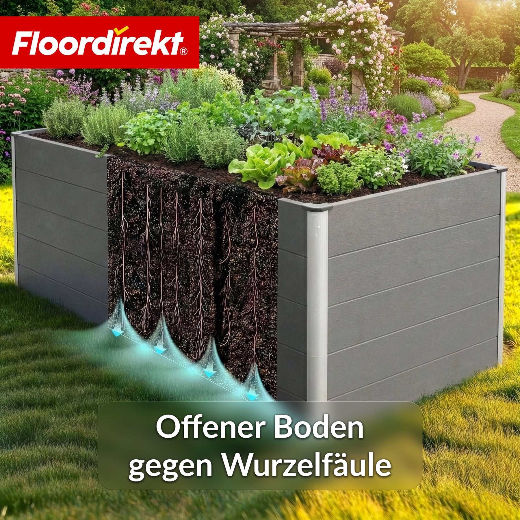 WPC-Hochbeet | Kasos | 150 x 70 x 75 cm | Anthrazit | Wetterfest, rückenschonend & langlebig | Offener Boden gegen Staunässe