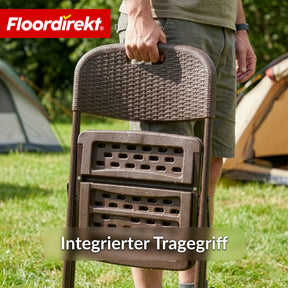 Klappstuhl 2er Set | Niigata | Brauner Gartenstuhl klappbar in Rattan-Optik