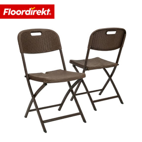Klappstuhl 2er Set | Niigata | Brauner Gartenstuhl klappbar in Rattan-Optik
