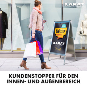 Kundenstopper | DIN A1 & A2 | Doppelseitiger Gehwegaufsteller, Werbeaufsteller aus Aluminium
