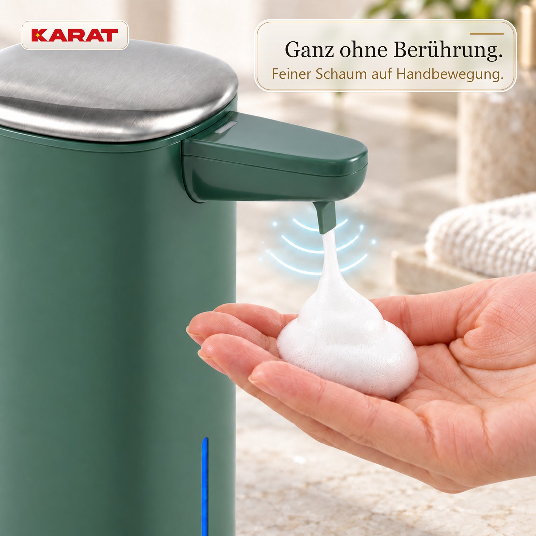 Automatischer Schaumseifenspender | Liora | Berührungsloser Seifenspender mit Sensor, USB-C-Akku & Edelstahl | 250 ml