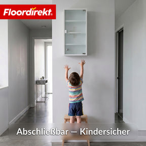 Medizinschrank | Allen | Abschließbarer Arzneischrank aus Edelstahl oder weiß pulverbeschichtet | Medikamentenschrank mit Glastür