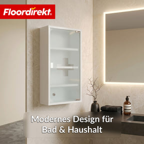 Medizinschrank | Allen | Abschließbarer Arzneischrank aus Edelstahl oder weiß pulverbeschichtet | Medikamentenschrank mit Glastür