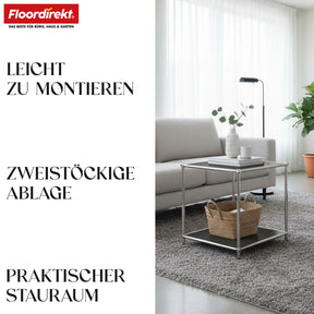 Metallregal | Concept Epure MK-012 | Offenes Beistell- & Aufbewahrungsregal mit 2 Ablagen | In mehreren Farben erhältlich