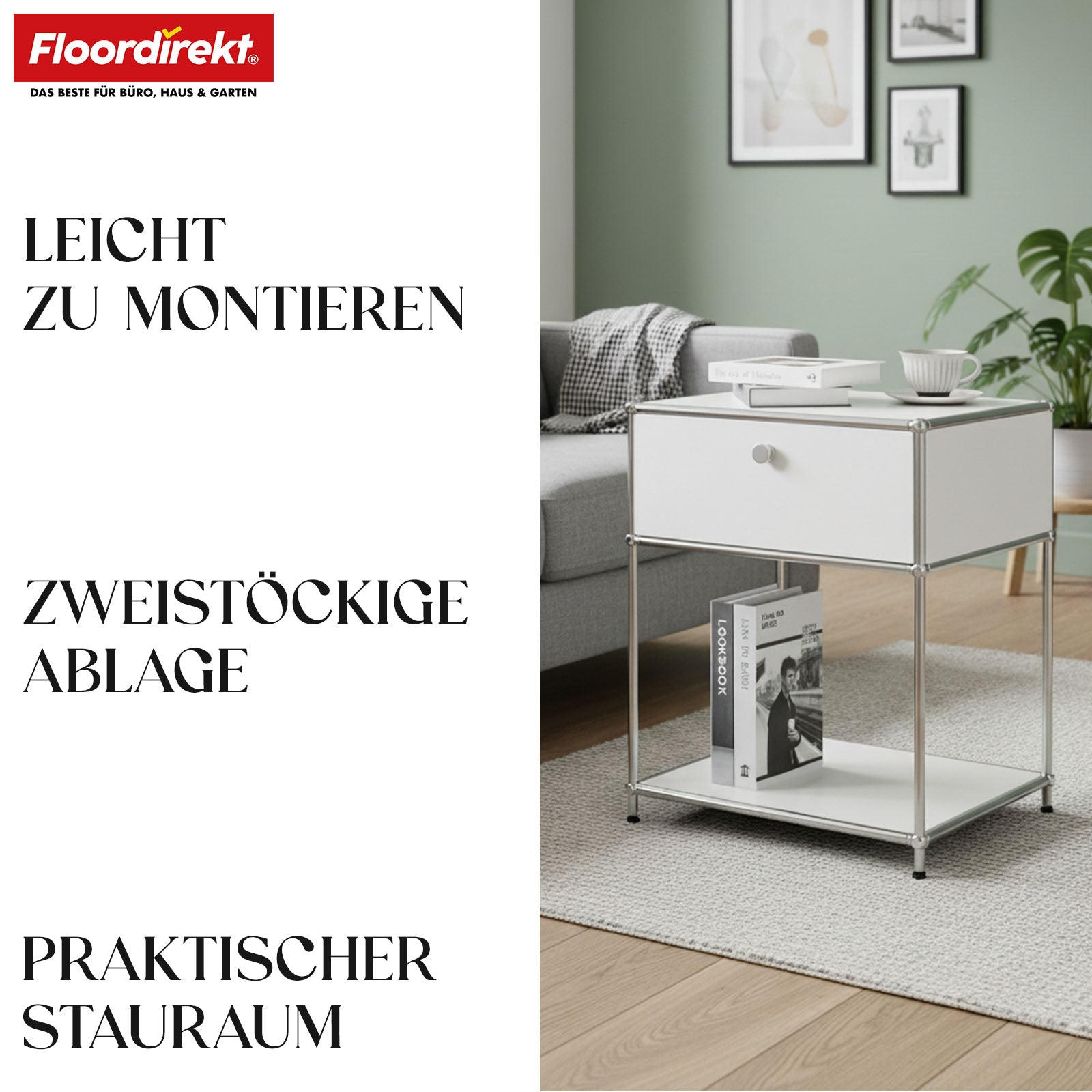 Metallregal | Concept Epure MK-139 | Beistell- & Aufbewahrungsregal mit Schublade & Ablagen | In mehreren Farben erhältlich