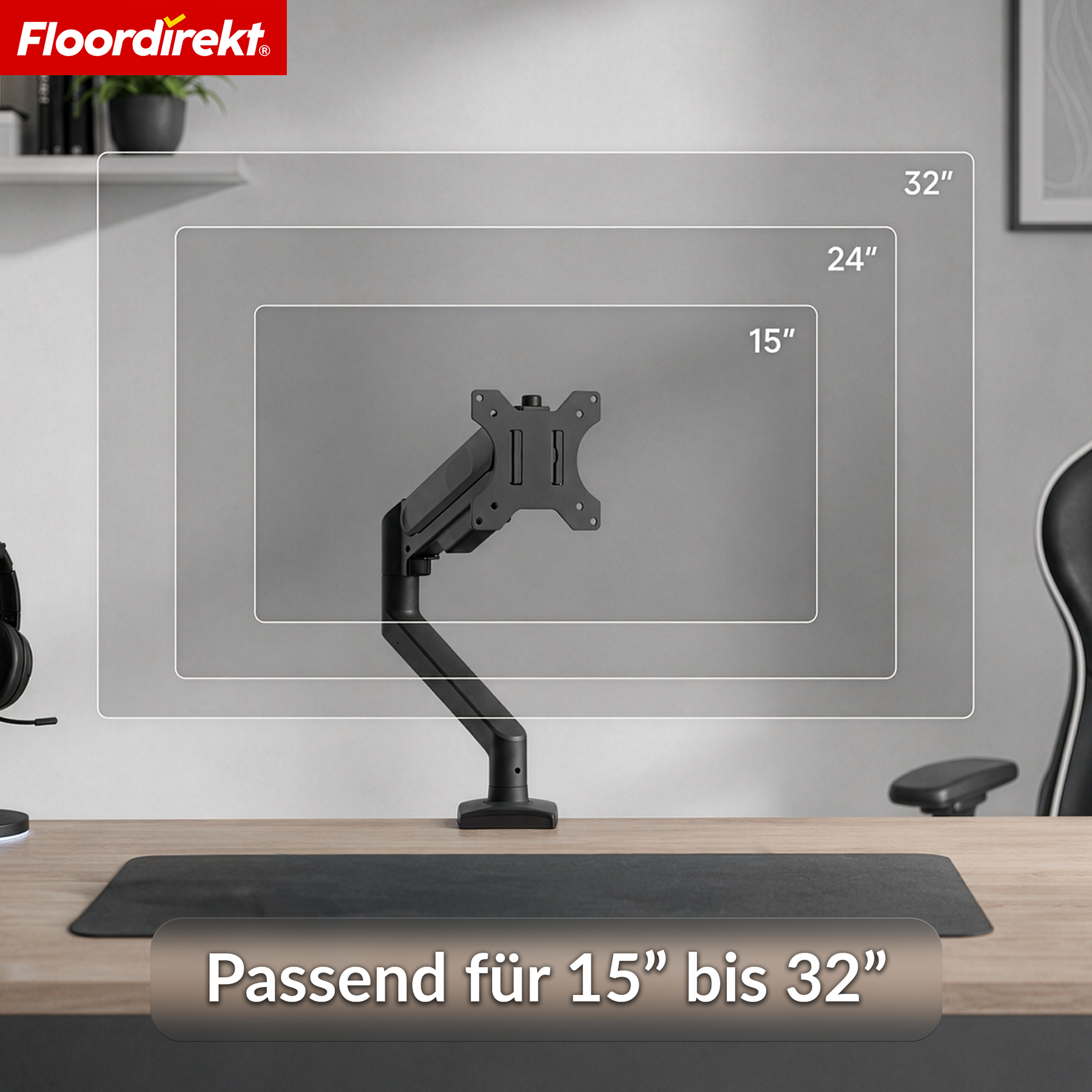 A1_Schwarz - Einarm für 1 Monitor
