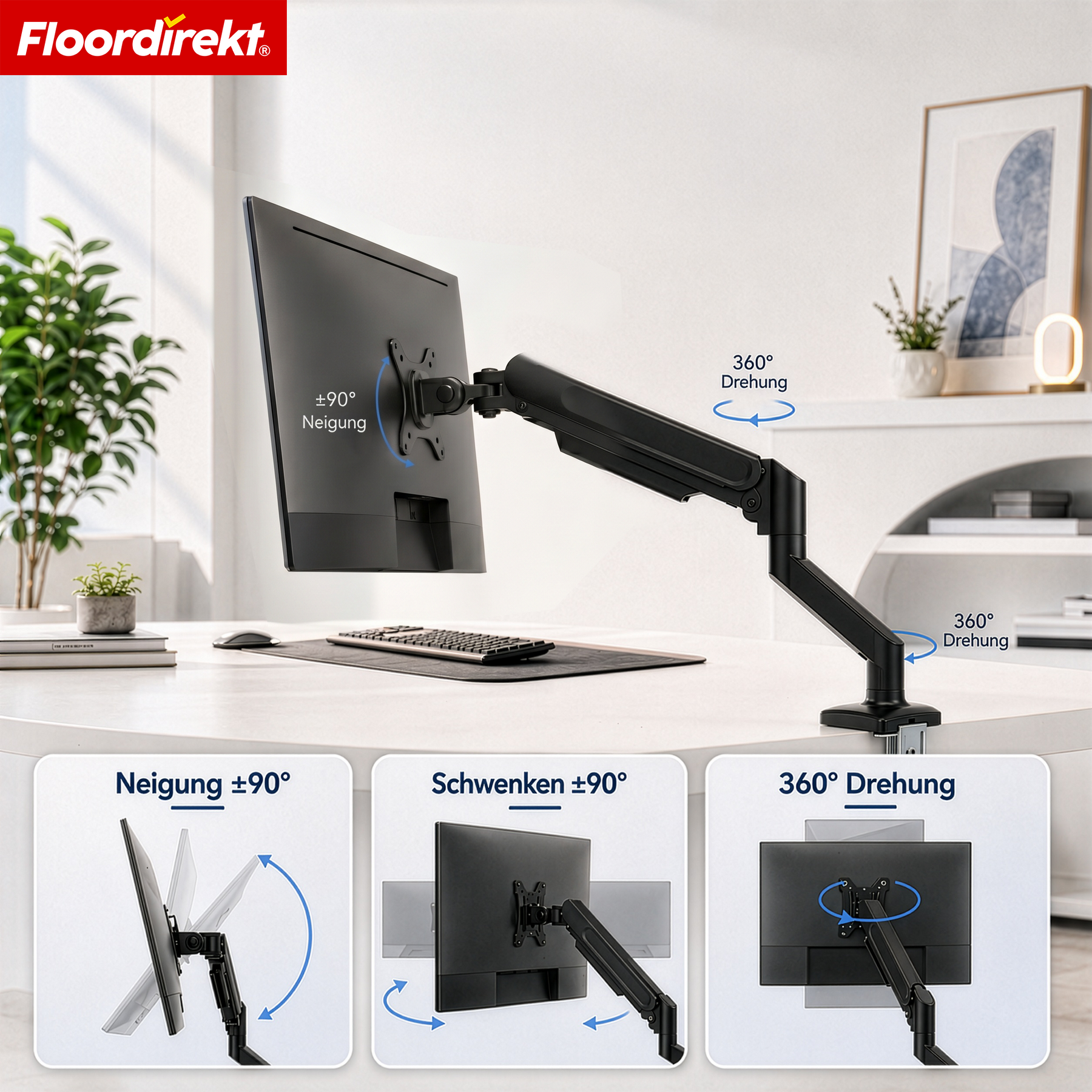 A2_Schwarz - Einarm für 1 Monitor
