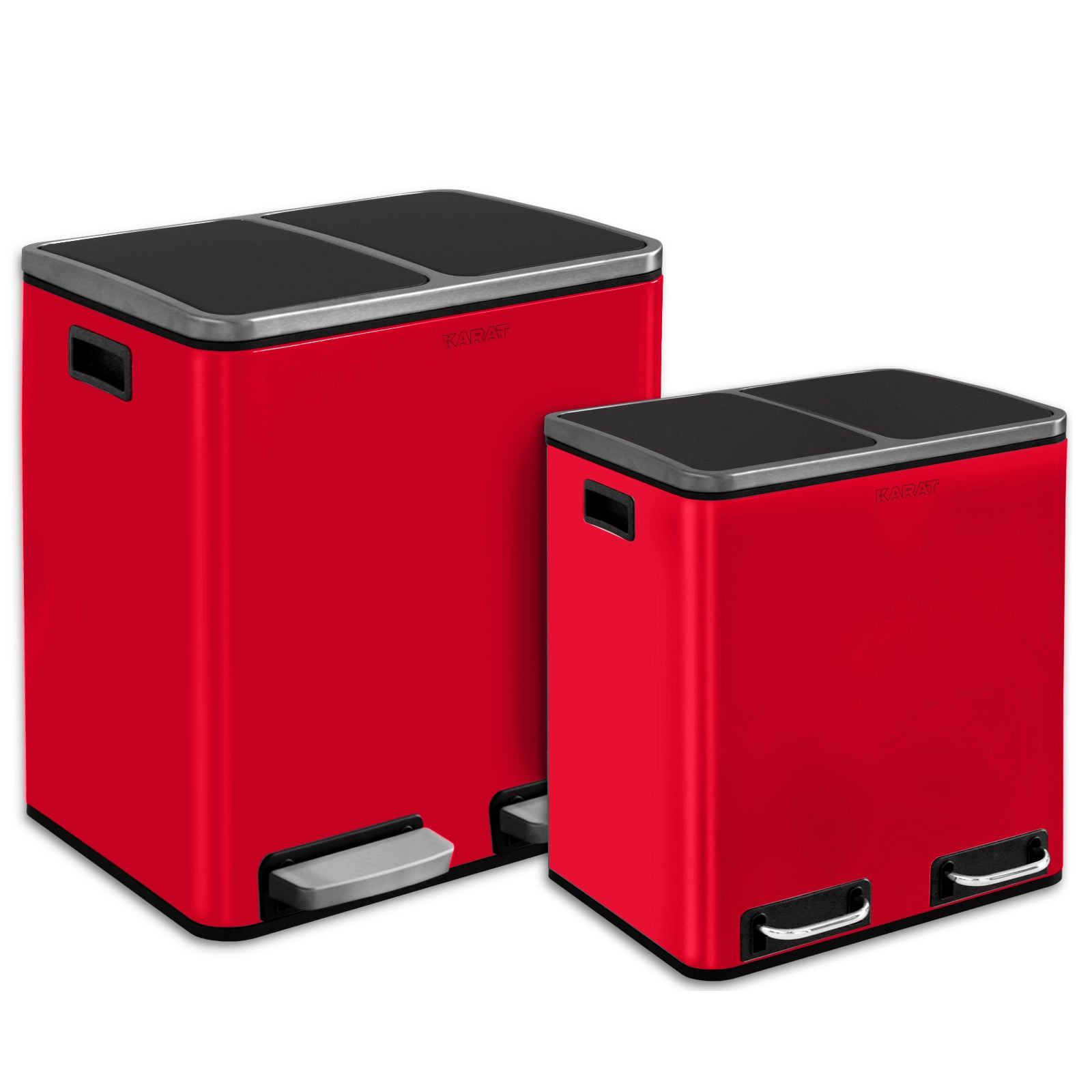 Mülleimer Felix aus Edelstahl | Trennsystem | Mit Schliessdämpfer