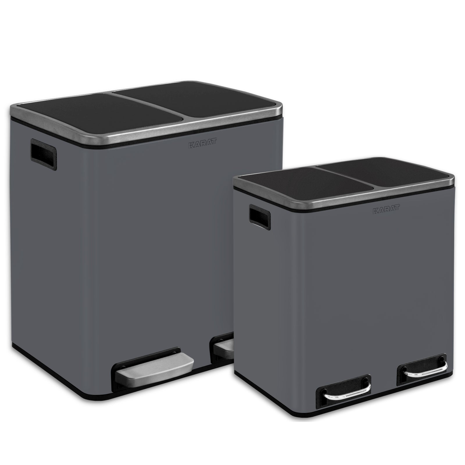 Mülleimer Felix aus Edelstahl | Trennsystem | Mit Schliessdämpfer