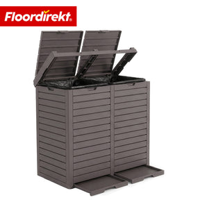 Outdoor Mülleimer in Holz-Optik | Wetterfester Müllbehälter für Garten & Terrasse | 118L / 230L