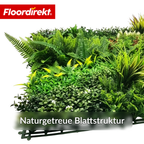 Pflanzenwand | Meadow | Natürliches Kunstpflanzen-Panel, sonnenbeständig & pflegefrei | Erweiterbares Klick-System | 100 × 100 cm