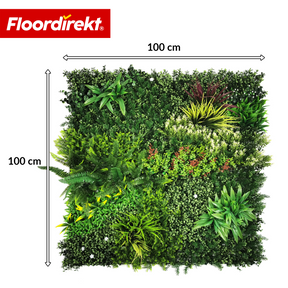Pflanzenwand | Meadow | Natürliches Kunstpflanzen-Panel, sonnenbeständig & pflegefrei | Erweiterbares Klick-System | 100 × 100 cm