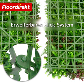 Pflanzenwand | Spring Garden | Natürliches, pflegefreies Grün-Panel | Sonnenbeständig & erweiterbar mit Klick-System | 100 × 100 cm