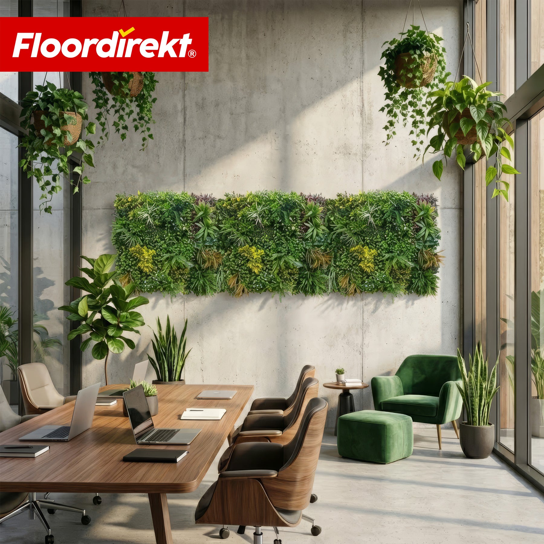 Pflanzenwand | Spring Garden | Natürliches, pflegefreies Grün-Panel | Sonnenbeständig & erweiterbar mit Klick-System | 100 × 100 cm