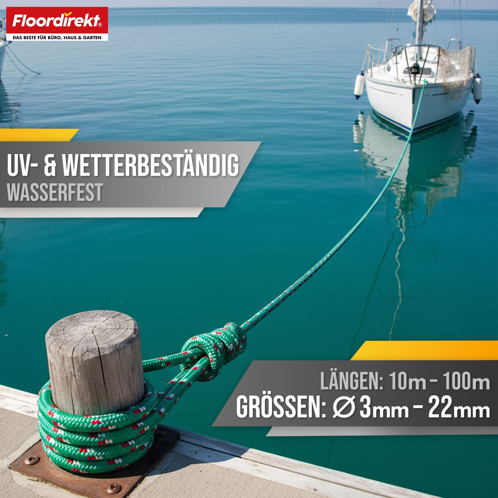 Polypropylen Seil | K2 | Reißfestes, UV-beständiges & schwimmfähiges Allzweckseil | In vielen Farben, Stärken & Längen