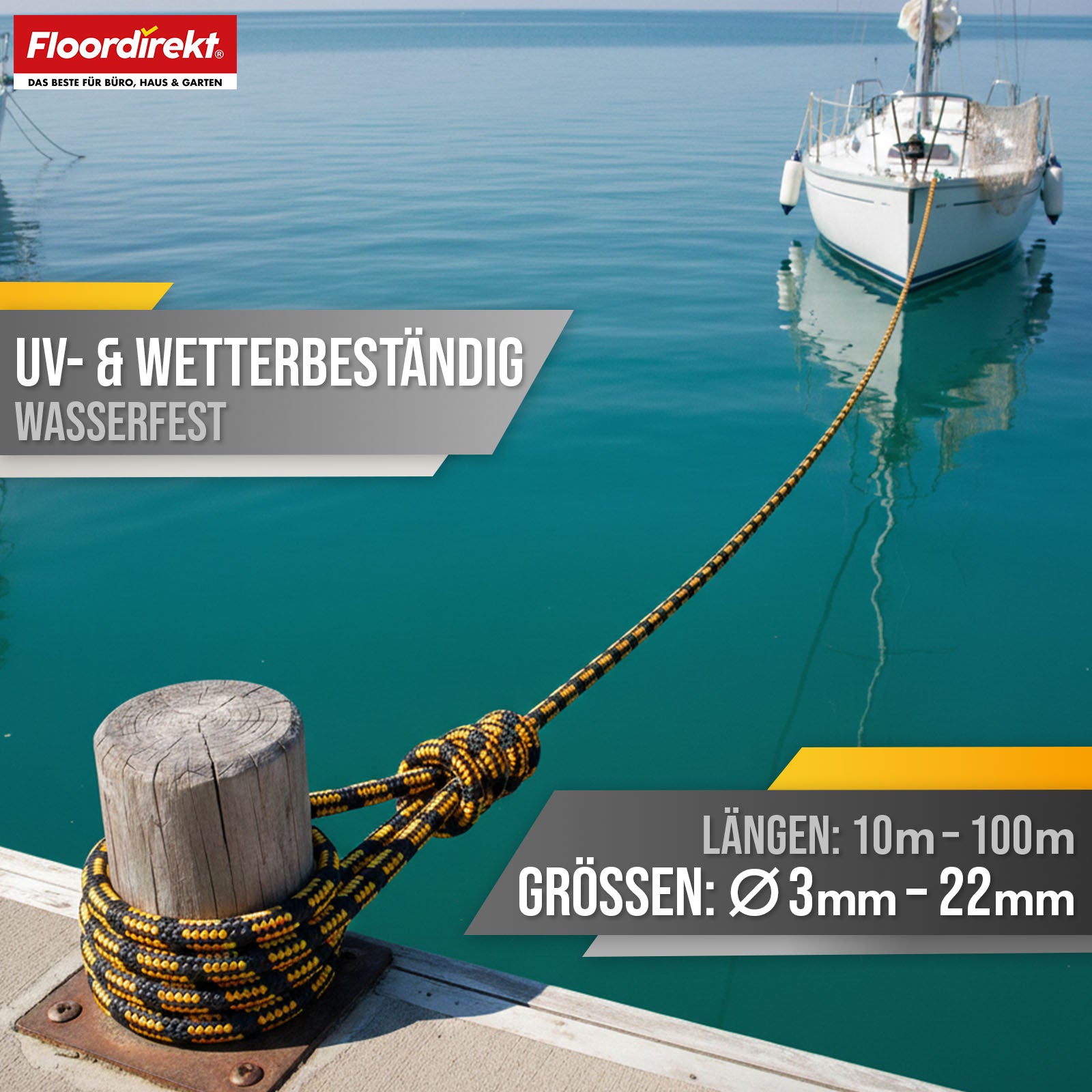 Polypropylen Seil | K2 | Reißfestes, UV-beständiges & schwimmfähiges Allzweckseil | In vielen Farben, Stärken & Längen