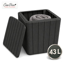 Gartenbox | Porto | Wetterfeste Aufbewahrungsbox 43 L aus Kunststoff in Holzoptik | Als Beistelltisch nutzbar | 2 Farben