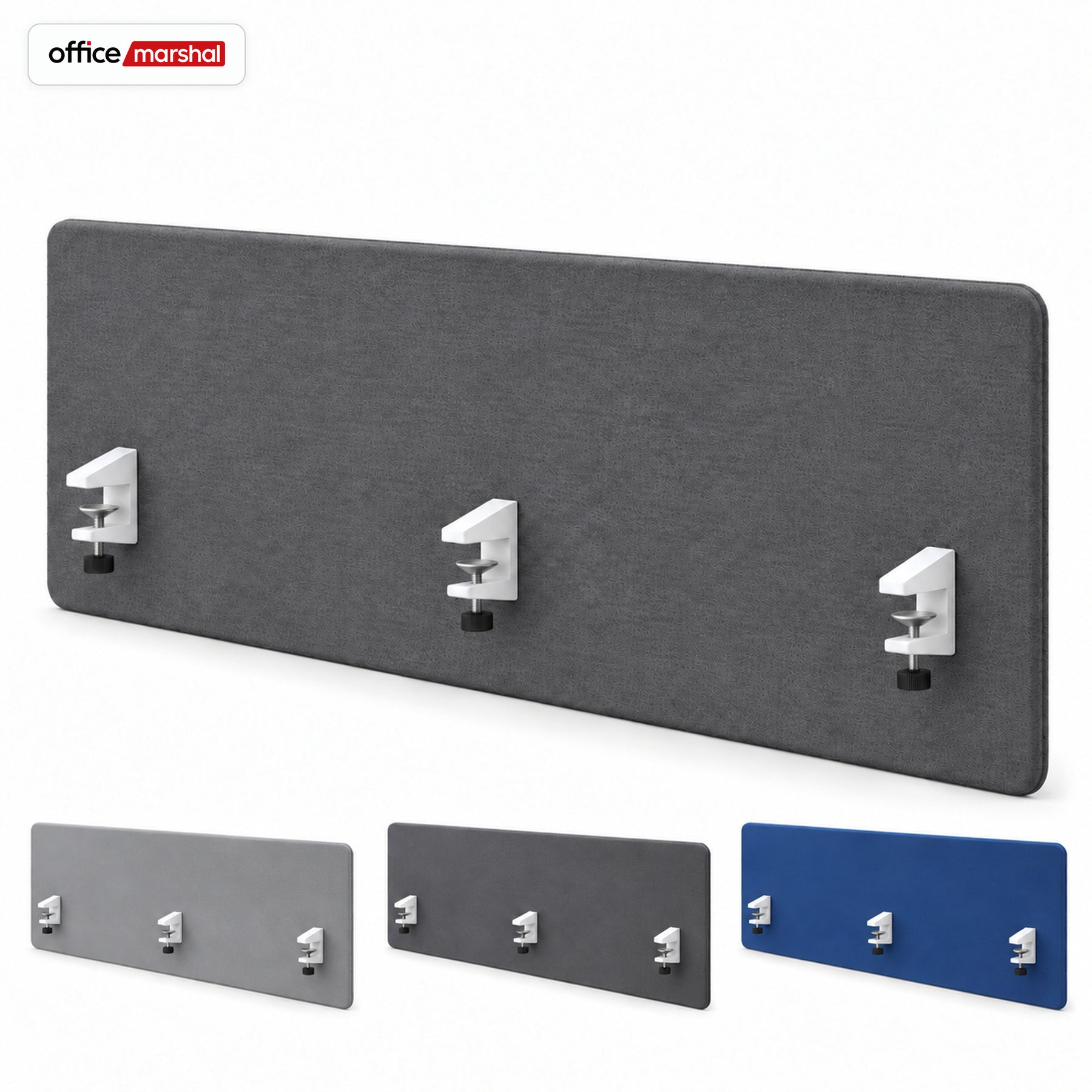 Akustik-Tischtrennwand | Silent Desk | Schreibtisch-Trennwand mit Polyesterbezug & Tischklemmen | 160 × 60 cm | 3 Farben