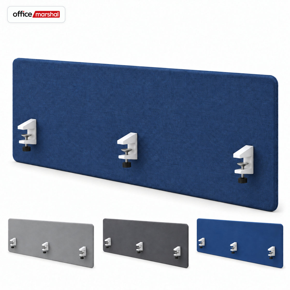 Akustik-Tischtrennwand | Silent Desk | Schreibtisch-Trennwand mit Polyesterbezug & Tischklemmen | 160 × 60 cm | 3 Farben