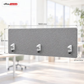 Akustik-Tischtrennwand | Silent Desk | Schreibtisch-Trennwand mit Polyesterbezug & Tischklemmen | 160 × 60 cm | 3 Farben
