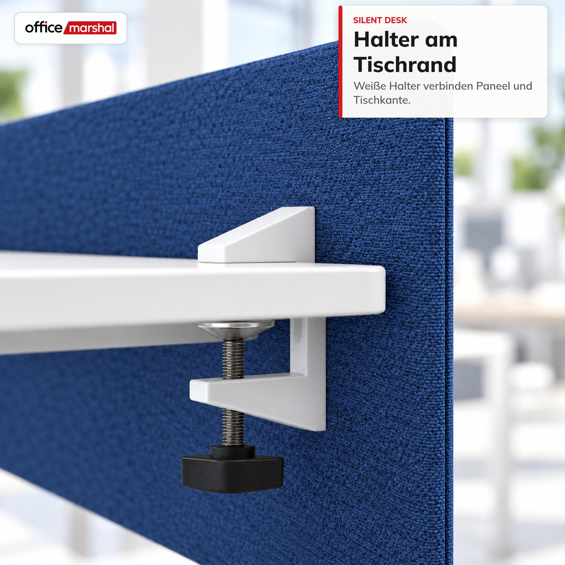 Akustik-Tischtrennwand | Silent Desk | Schreibtisch-Trennwand mit Polyesterbezug & Tischklemmen | 160 × 60 cm | 3 Farben